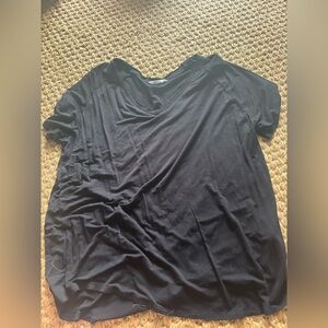 Double Zero Black Short Sleeve V-Neck Top